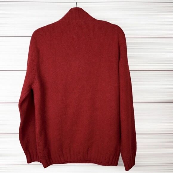 Vintage Verdelago Italy Red Sweater 1/4 Zip Front Yak Hair Wool Blend XL - Picture 6 of 10